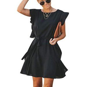 Joteisy Women’s Ruffle Sleeve Tie Waist Ruffle Hem